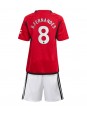 Otroški Nogometna dresi replika Manchester United Bruno Fernandes #8 Domači 2023-24 Kratek rokav (+ hlače)
